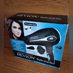 Revlon Style-and-Go Hair Dryer - Black and Silver NEW